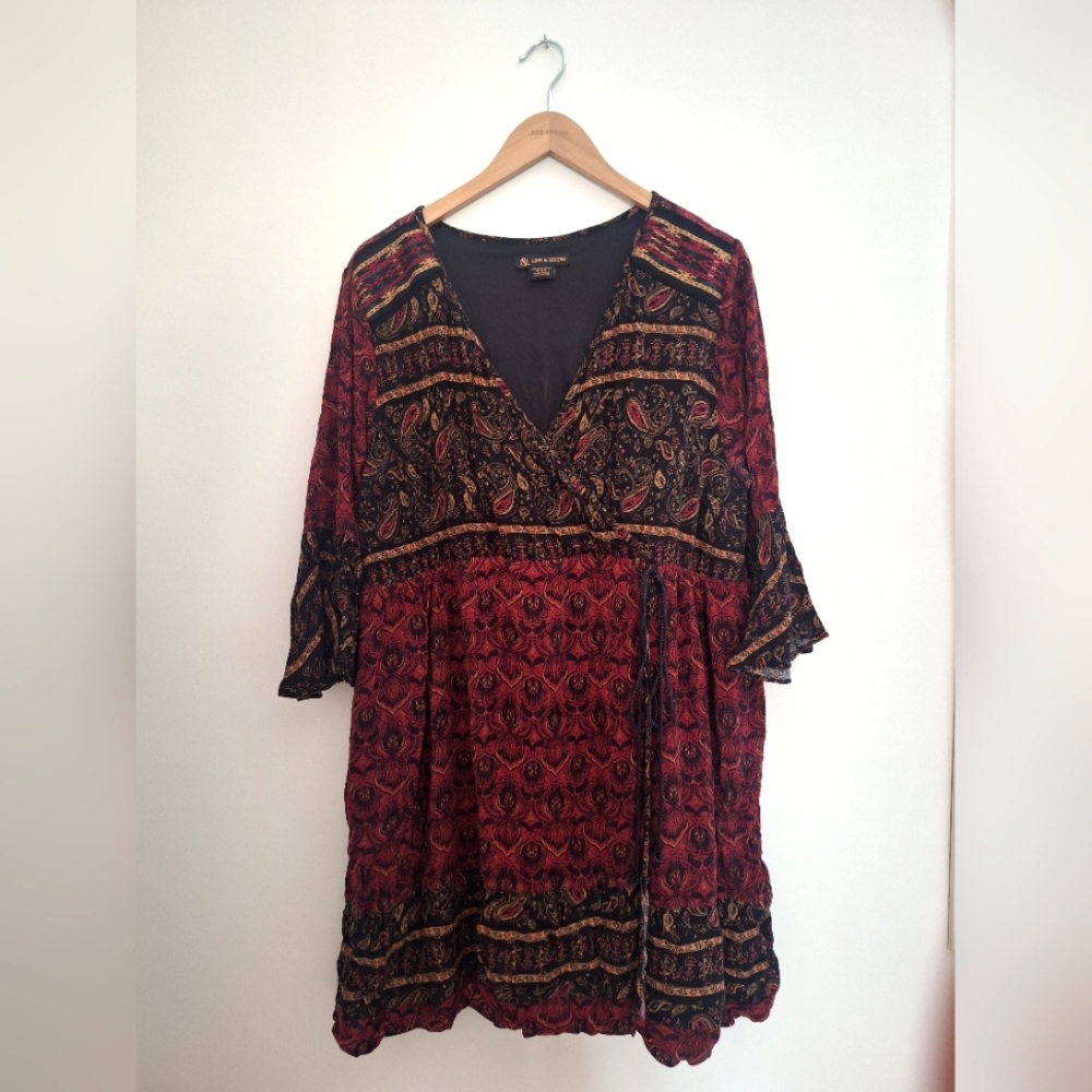 3/4 flare sleeve bohemian dress